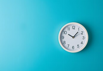 White Clock on Blue Background - Time Management Concept