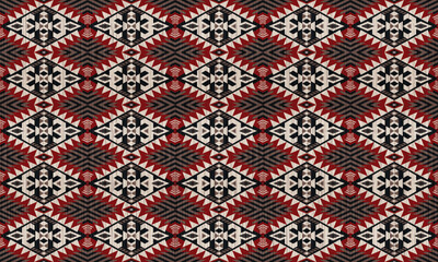 American tribal ethnic native pattern.Traditional Navajo,Aztec,Apache,Southwest and Mexican style fabric pattern.Abstract vector motifs pattern.For fabric,clothing,blanket,carpet,woven,wrap,decoration