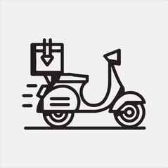 Scooter motor Courier line Art silhouette vector on white background