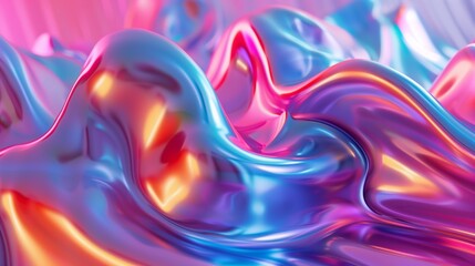 Fototapeta premium An abstract, holographic, liquid and fluid color scheme