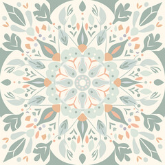 Fototapeta premium a pale pastel and minimalistic mandala design inspired by traditional patterns.