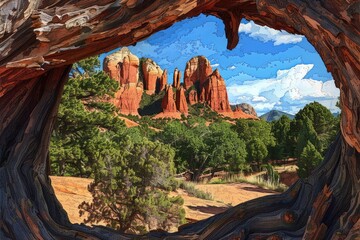 Red Rock Vista Through a Twisted Tree