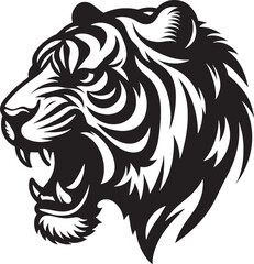 Tiger head silhouette vector style with white background