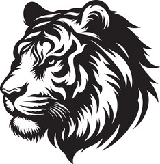 Fototapeta premium Tiger head silhouette vector style with white background