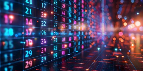 Neon Holographic Calendar   Futuristic Tech Innovation and Concept Display