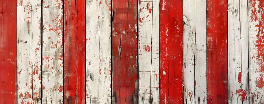 Red & White Wooden Plank Wall Texture