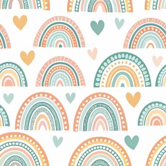 Seamless Pastel Rainbow Hearts Pattern for Children’s Decor