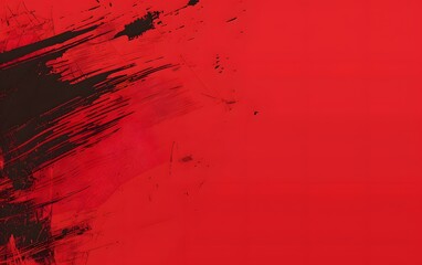 Abstract Red Background with Black Strokes