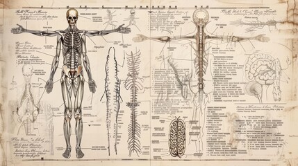 Vintage Anatomical Illustration of the Human Body.