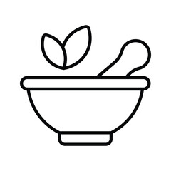 Mortar and pestle with herbs concept of herbal medicine vector