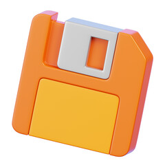 Floppy Disk Isolated on Transparent Background. Computer Hardware Element Icon. 3D Rendering