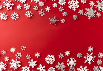 Red Background With White Snowflakes Christmas Decoration
