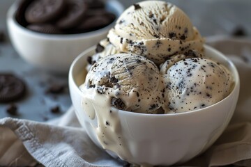 Delicious cookies and cream ice cream in a bowl.