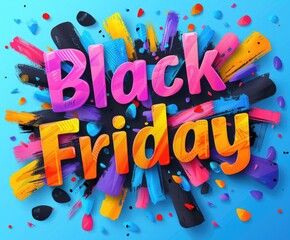 Colorful Black Friday banner with abstract design art