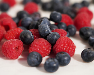 blueberries and raspberries