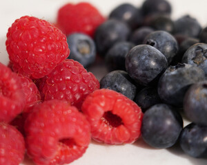 blueberries and raspberries