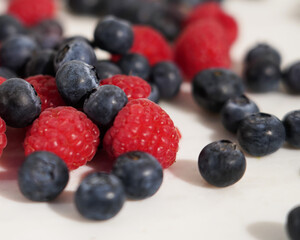 blueberries and raspberries
