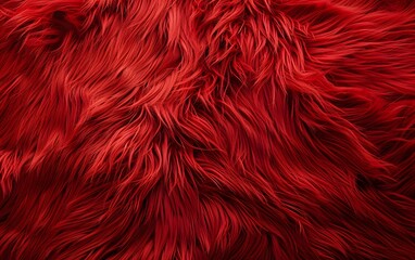 Naklejka premium Red Fur Texture Background, Plush Fabric