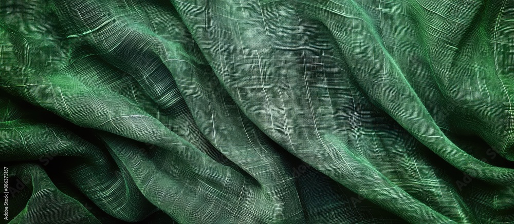 Poster green canvas fabric background resembling natural linen with copy space image