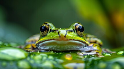 Naklejka premium Frog peeking out