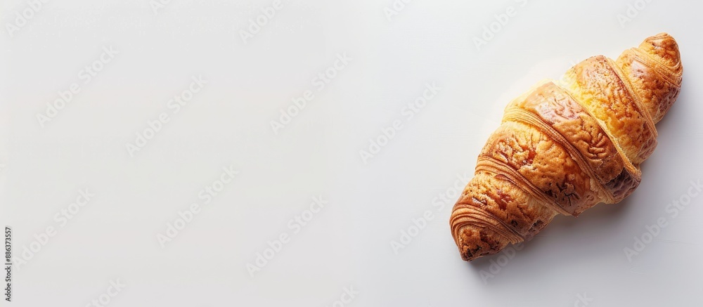 Poster fresh croissant isolated on white background with copy space image