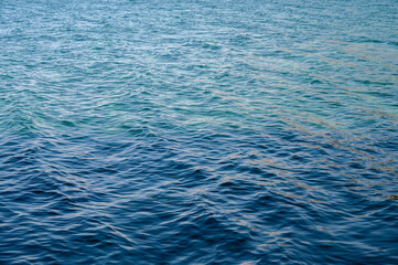 Closeup​ blur​ abstract​ of​ surface​ blue​ water.