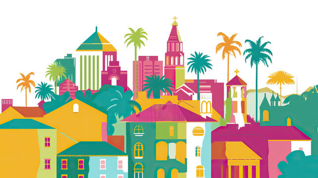 Risograph riso print travel poster, card, wallpaper or banner illustration, modern, isolated, clear, simple of Gainesville, Florida, USA. Artistic, screen printing, stencil