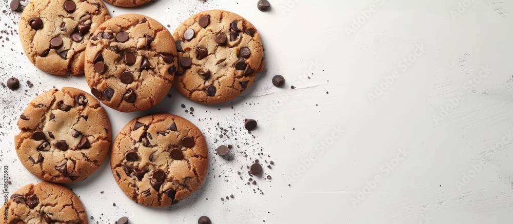 Poster delicious chocolate chip cookies with plenty of copy space image