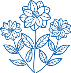 Fototapeta premium flower outline set silhouette vector, flowers vector seamless background pattern hand drawn. Vector illustration