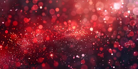 Fototapeta premium Red Glowing Particles & Bokeh Lights Valentine's Background