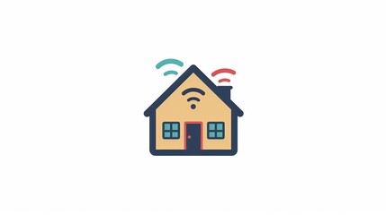 Fototapeta premium Icon of a house with wifi signals representing a wireless network or smart home