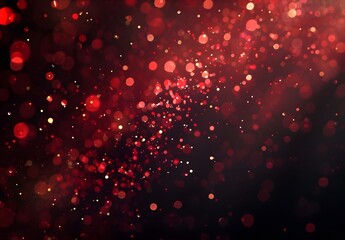 Abstract Red Glowing Particles on Black Background