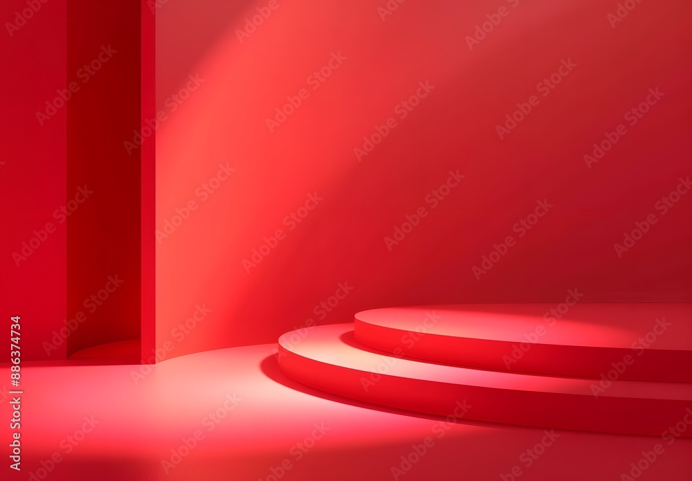 Wall mural red gradient background with platform