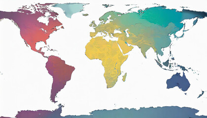Illustration of a Colored map of world