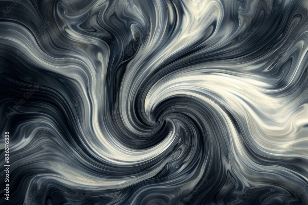Poster a pattern of intertwining black and white swirls on a dark background, design an abstract pattern of