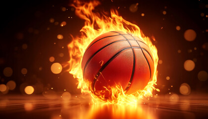 Obraz premium Basketball on Fire Isolated Background