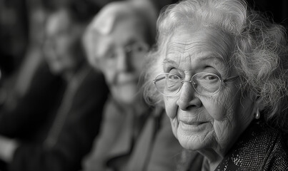 Lifetime friendship: A warm gathering between an elderly woman and her best friend.