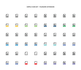 Collection of document type icon according to file extension
