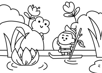 Fairy greeting a little frog.