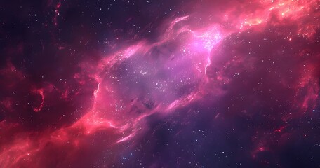 Fototapeta premium Red Nebula in Space with Stars and Galaxies