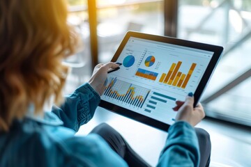 A woman carefully studying financial graphs on a tablet device, Develop a comprehensive marketing plan that integrates both traditional and digital strategies