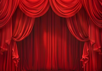 Red Theater Curtains Background Vector Illustration