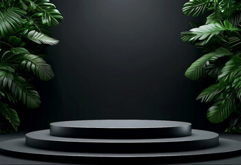 Elegant Black Podium Mockup for Product Showcase