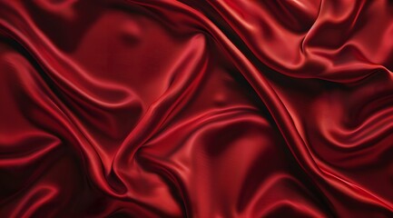 Fototapeta premium Red Satin Fabric Texture Background