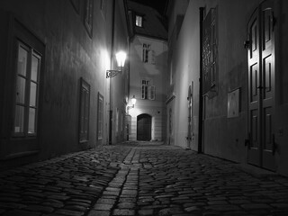 Vintage lanterns on night streets
