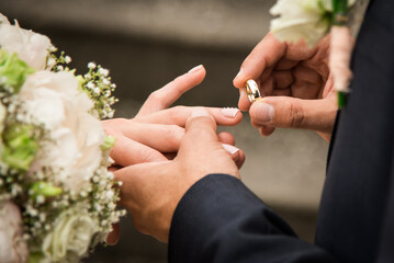Marriage proposal, ring on finger