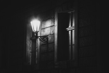 Vintage lanterns on night streets
