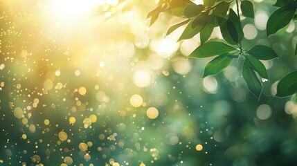 Obraz premium Green Leaves and Sunlight Through a Forest Canopy on a Sunny Day