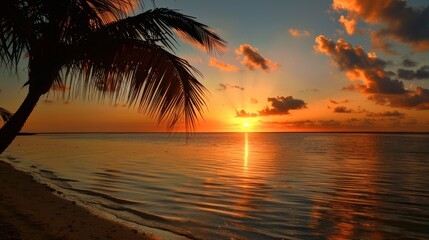 Obraz premium Sunset Over a Tropical Beach