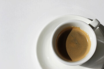 Cafe. Cup of Espresso Coffee on White Background. Drinks. 
